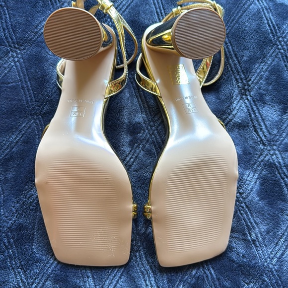 YODEKS Women’s Gold Heeled strappy Sandals Square front New size 9 - Picture 3 of 11